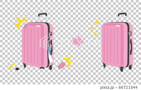 空港で破損したスーツケースをショップで直してもらったイラスト のイラスト素材