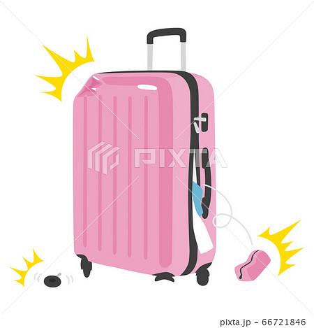 空港で預けたスーツケースが壊れてしまったイラスト のイラスト素材
