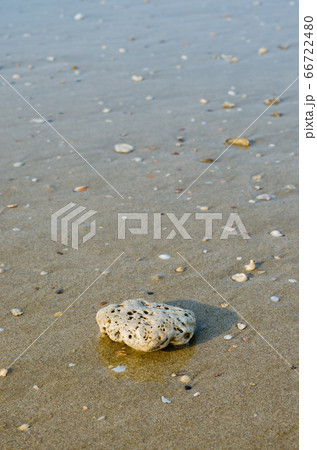 Stone on Sand Beach and Sea Water for Natural Background. 66722480