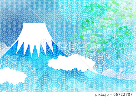 富士山 波 和柄 背景のイラスト素材