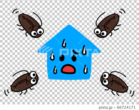 家に集まるゴキブリのキャラクター 66724171