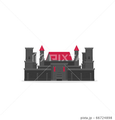 Magical fabulous cartoon castle. Vector flat 66724898