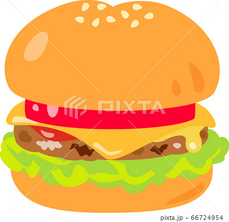 シンプルなハンバーガーのイラスト素材
