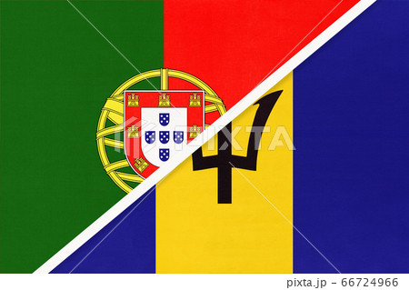 Portugal and Barbados, symbol of national flags 66724966