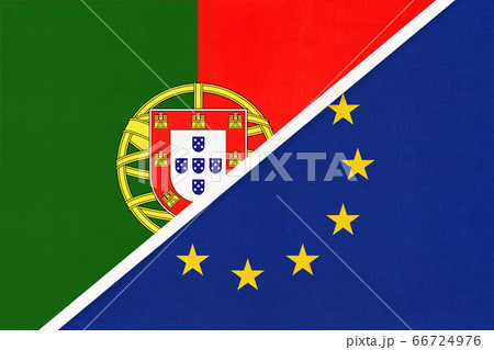 Portugal and European Union or EU, symbol of flags Portugal and European Union or EU, symbol of flags 66724976