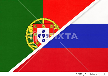 Portugal and Russia, symbol of national flags  66725004
