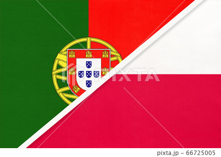 Portugal and Poland, symbol of national flags  66725005