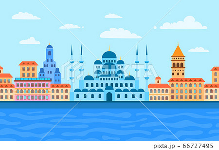 Cartoon Color View Istanbul Landscape Scene Concept. Vector Cartoon Color View Istanbul Landscape Scene Concept. Vector 66727495