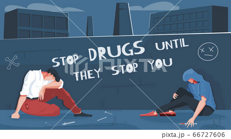 Drug Addiction Flat Composition Drug Addiction Flat Composition 66727606