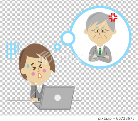 上司のパワハラに悩むビジネスウーマンのイラストイメージ 上司のパワハラに悩むビジネスウーマンのイラストイメージ 66728673