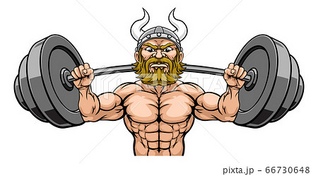 Viking Weight Lifting Mascot Muscle Gym Cartoon - Stock Illustration  [66730648] - PIXTA