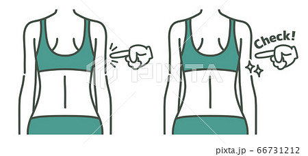 女性の背中 チェック 2色のイラスト素材