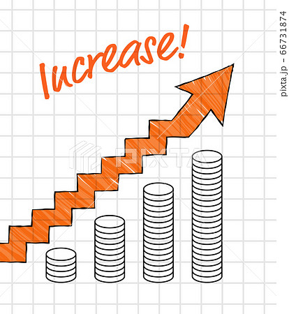 上昇の矢印とお金のグラフ 66731874