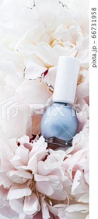 Nail polish bottles on floral background, french manicure and cosmetic branding Nail polish bottles on floral background, french manicure and cosmetic branding 66731958