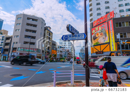 日本の東京都市景観　清澄通りと清洲橋通りなどを望む（清澄白河駅周辺） 66732183