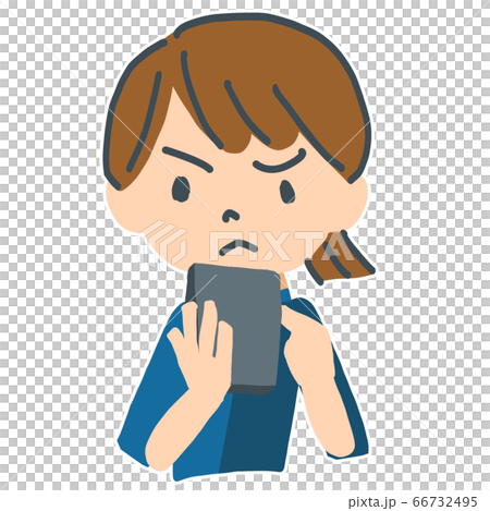 Vector illustration of frustrated woman operating a smartphone Vector illustration of frustrated woman operating a smartphone 66732495