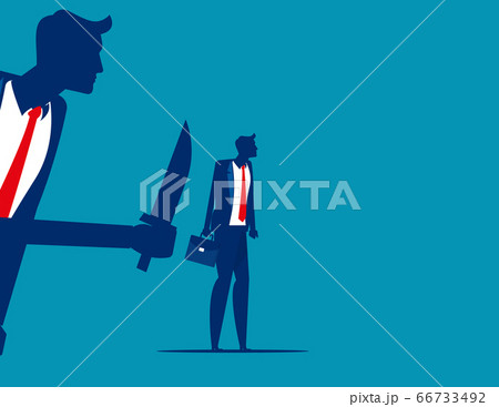 Businessman being stabbed in the back. Silhouette Businessman being stabbed in the back. Silhouette 66733492