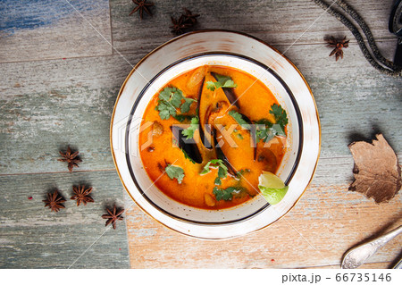 Appetizing seafood tom yam soup 66735146