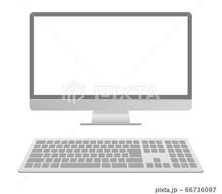 パソコンのモニターとキーボードのイラストイメージのイラスト素材