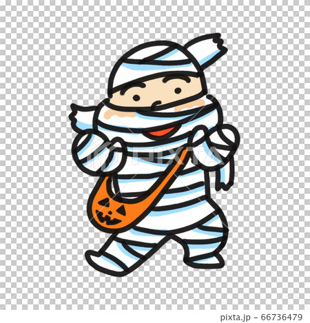 ハロウィンパーティでミイラの仮装をした子供 ハロウィンパーティでミイラの仮装をした子供 66736479