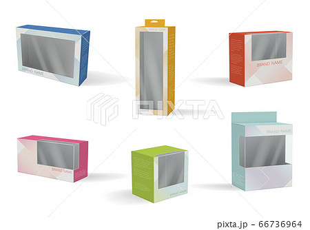 Cosmetic package. Modern label design for product plastic gift box vector illustrations 66736964