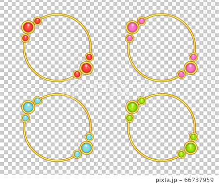 金枠 宝石が付いたワイプ枠 丸 おしゃれ アクセサリー 民族的のイラスト素材
