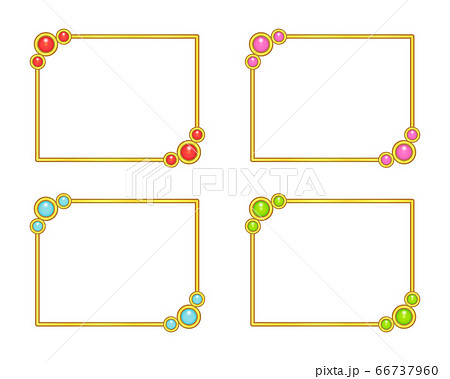 金枠 宝石が付いたワイプ枠 四角 おしゃれ アクセサリー 民族的のイラスト素材