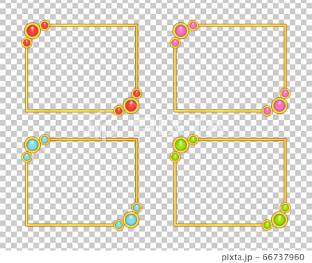 金枠 宝石が付いたワイプ枠 四角 おしゃれ アクセサリー 民族的のイラスト素材