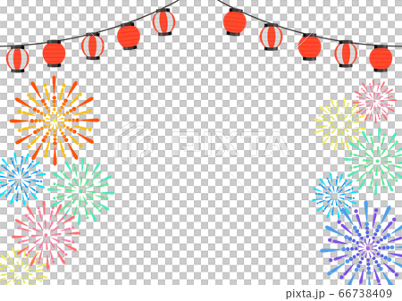 Fireworks And Lanterns Frame Background Design Stock Illustration