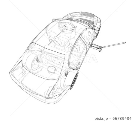 Concept car with Floor Car Jack. Vector 66739404