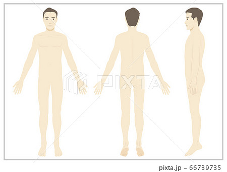 男性 全身 裸 フラット強めのイラスト素材