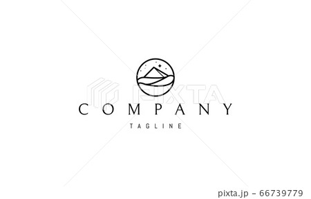 Vector logo on which an abstract image of a desert and a pyramid in a circle. Vector logo on which an abstract image of a desert and a pyramid in a circle. 66739779