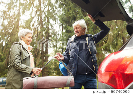Happy Senior Couple Going for Hike Happy Senior Couple Going for Hike 66740006