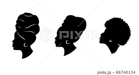 Silhoettes Of African American Women In A Head のイラスト素材