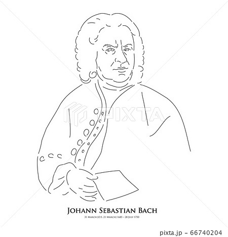 ヨハン ゼバスティアン バッハ 1685年3月21日 1750年7月28日 音楽史の巨匠のイラスト素材