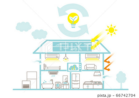 エコ住宅のイメージ Zeh住宅 家電のアイコン Iotのイラスト素材