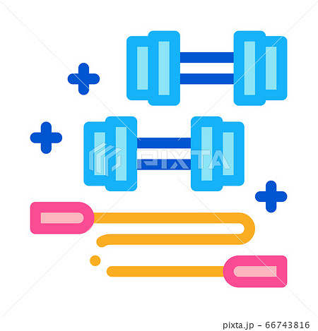 dumbbells and jump rope icon vector outline illustration 66743816