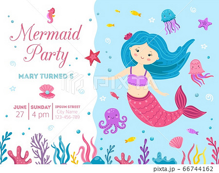 Mermaid Party Cute Princess Birthday のイラスト素材 Mermaid Party Cute Princess Birthday のイラスト素材
