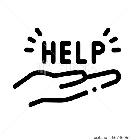 help on palm icon vector outline illustrationのイラスト素材 [66746060] - PIXTA