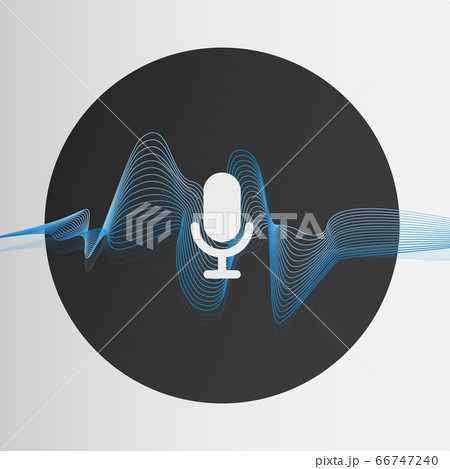 Voice recognition. Vector illustration with sound wave and mic symbol on light background 66747240