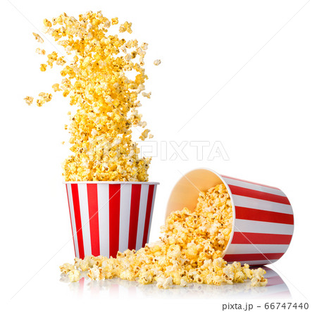 Set of flying popcorn from paper bucket and 66747440