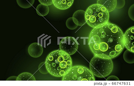 3D realistic macro Chlorella cells colony. Green energy biofuel food supplement. Chlorophyll source healthy diet. Green plant seaweed bacteria ecological concept vector illustration 66747631