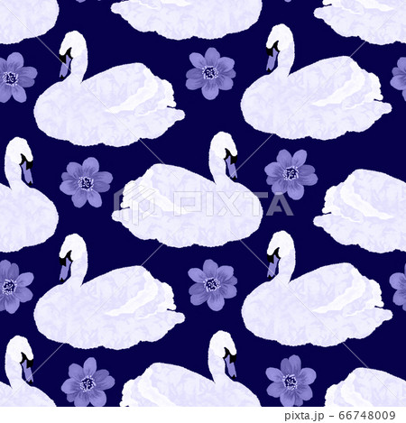 Seamless pattern with swans and flowers for 66748009