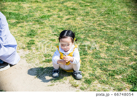 公園で遊ぶ可愛い女の子 66748054