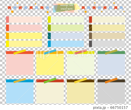 カラフルな付箋のセット 付箋紙 フラグ マスキングテープのイラスト素材