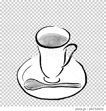 紅茶とティースプーン 墨の手描きイラスト のイラスト素材
