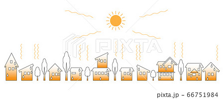 街並み 地球温暖化 真夏日のイラスト素材