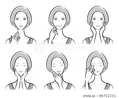 スキンケアをしている女性のイラスト スキンケアをしている女性のイラスト 66752231