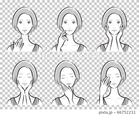スキンケアをしている女性のイラスト スキンケアをしている女性のイラスト 66752231