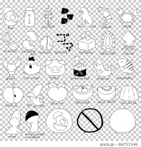 食物アレルギーの表示マーク 英語 のイラスト素材 食物アレルギーの表示マーク 英語 のイラスト素材